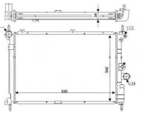 Радіатор  Opel Kadet 1,5 TDS1.7 D TD 530*350