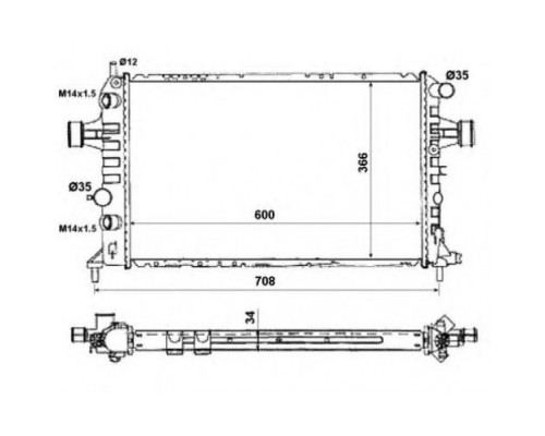 Радіатор Оpel Astra G 98-05г. 2.0 16V 2.0DTI АКП 600*370