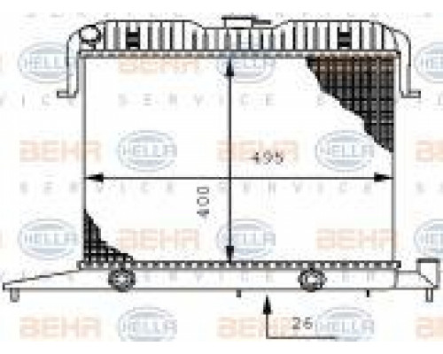 Радіатор Opel Omega A 1.8-2.0 86-94г. АКПП 400*495 з заливною горловиною