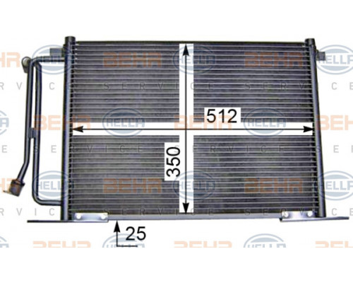Радіатор кондиціонера Ford Fiesta 4 96-02 512*350*25 (без осушувача)